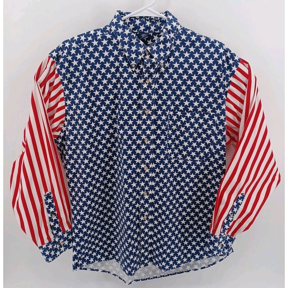 Boston Prepatory Co Mens XL USA Flag Long Sleeve Button-Down - Picture 6 of 8